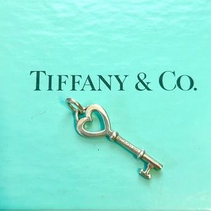 Tiffany & Co Open Heart Key Charm Necklace Pendant Silver 925